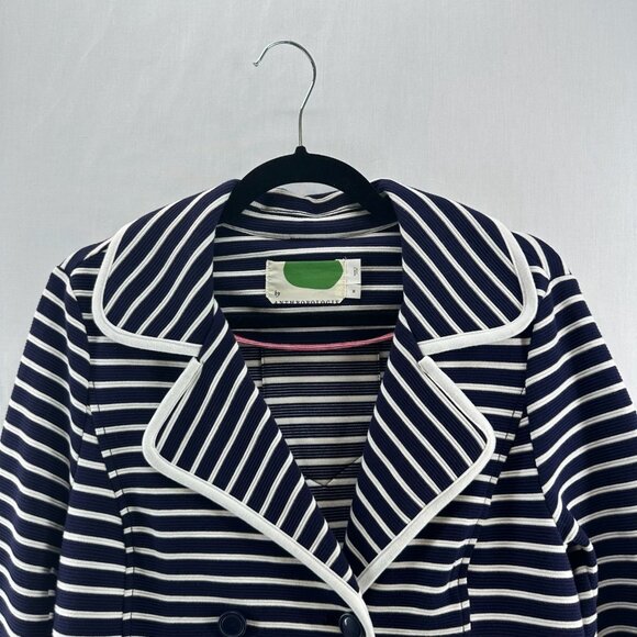 Anthropologie Stephanie Peacoat Striped Knit Jacket Size M Double Breasted Blue - Picture 5 of 13